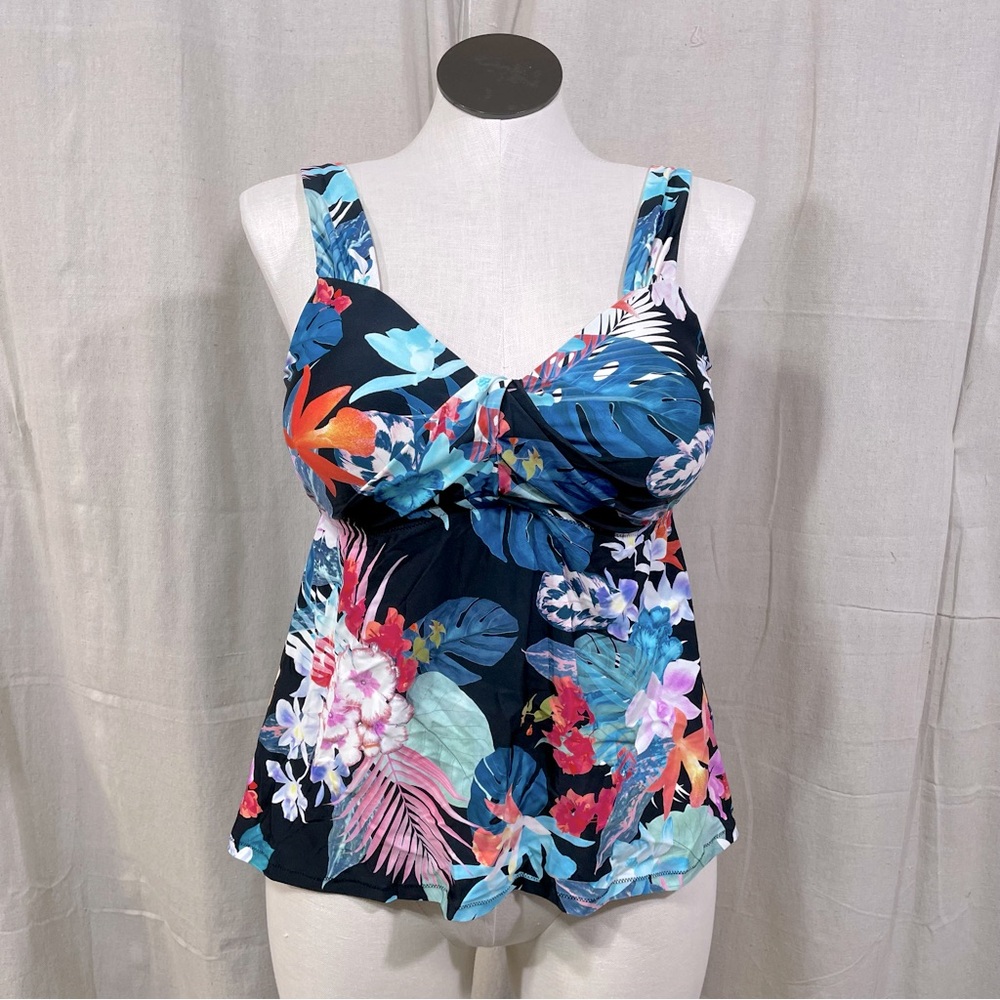 Raisins Curve Plus Size Printed Sunny Isles Rimini Tankini Top